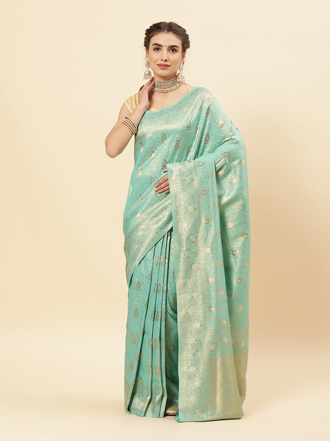 Art Handloom Saree with Zari Jaal Border
