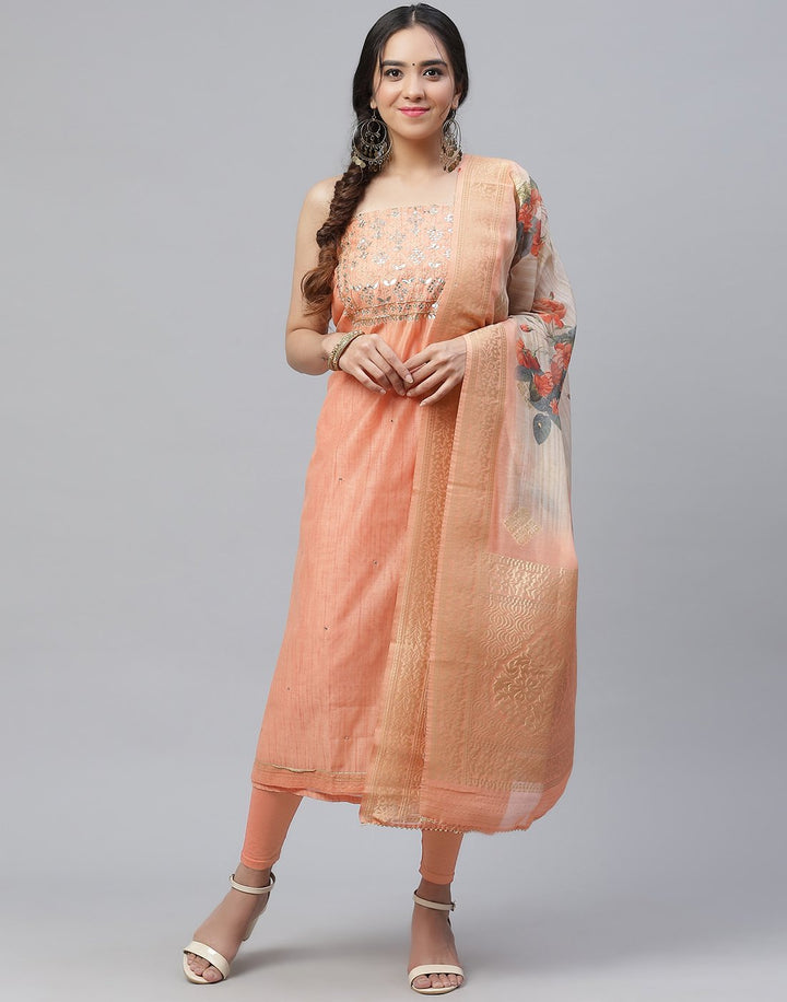 Chanderi Embroidered Suit Piece