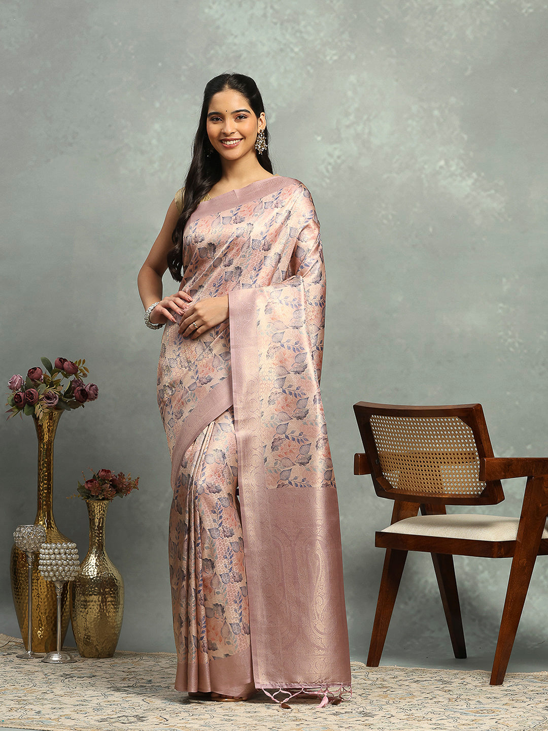 Digital Floral Printed Art Silk Saree