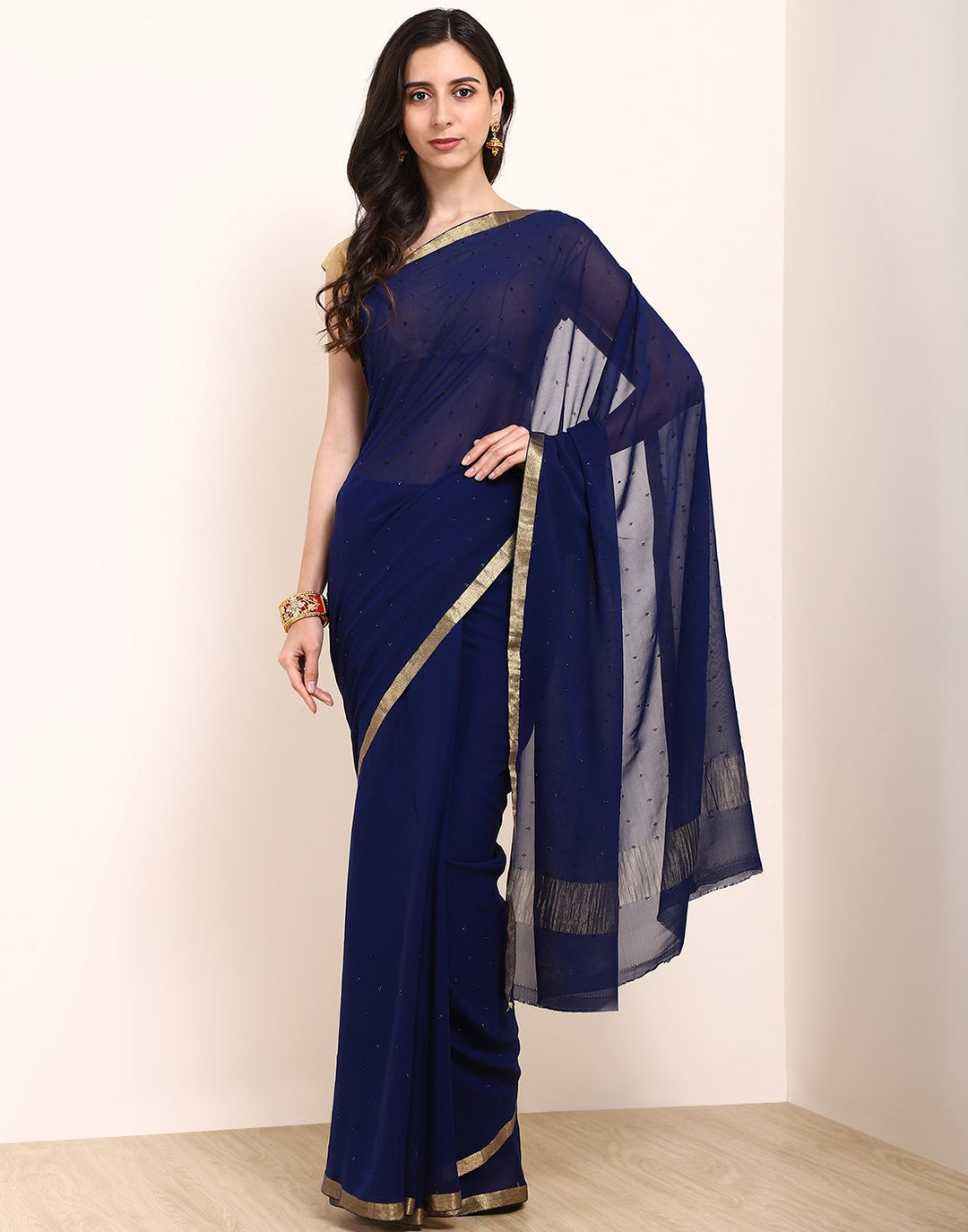 Navy Blue Georgette Saree