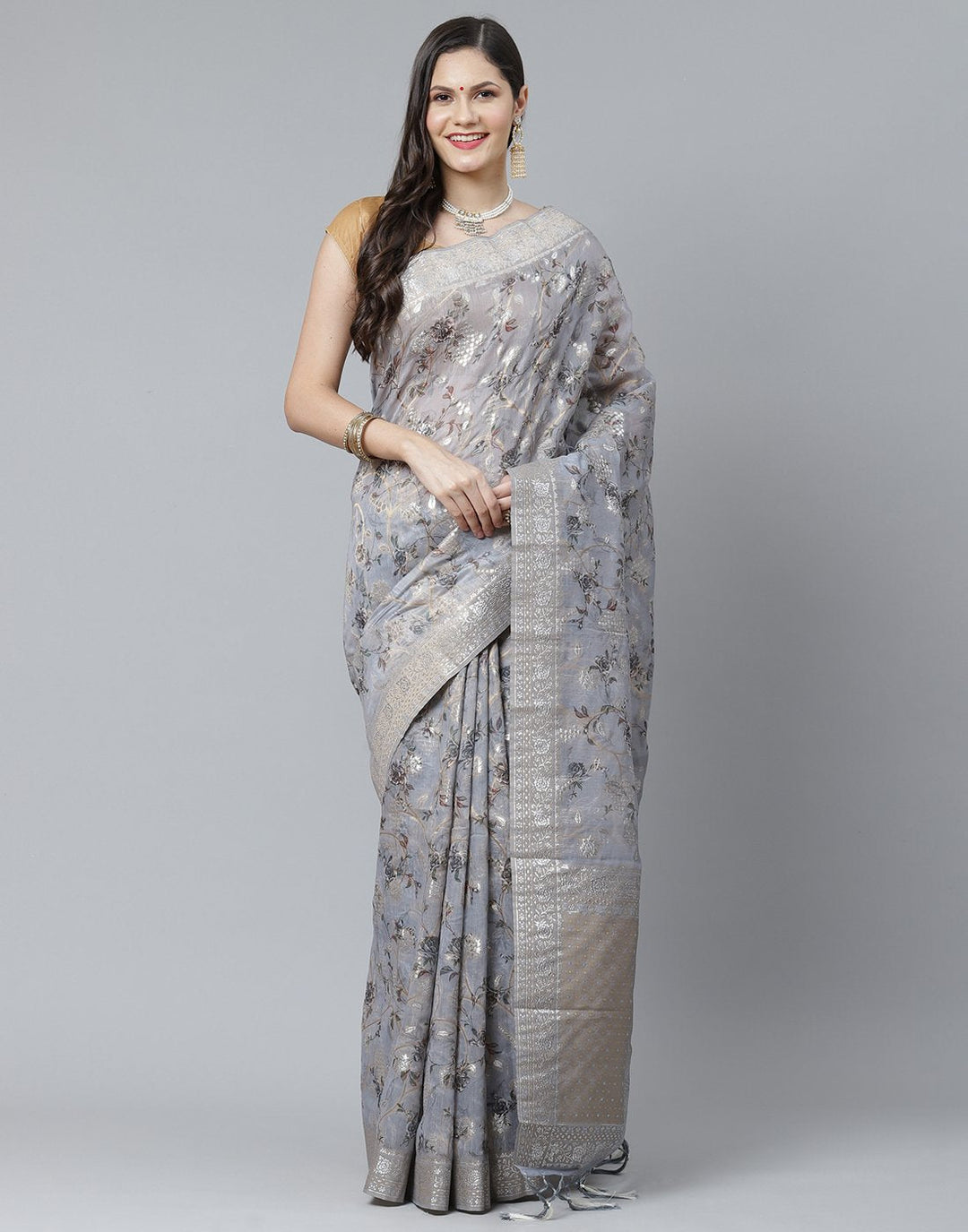 Printed Cotton Chanderi Saree