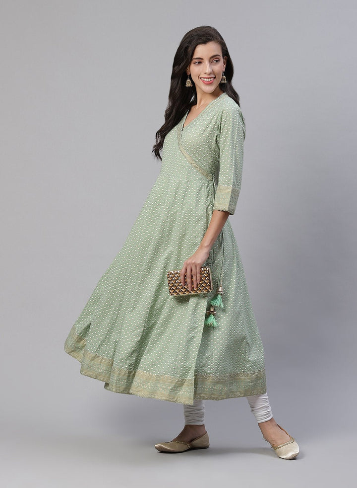 Cotton Printed Angrakha Kurti