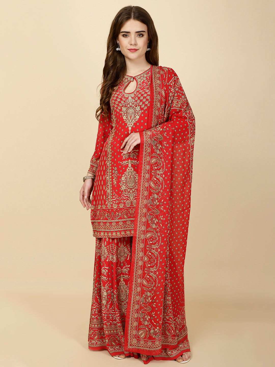 Digital Print Crepe Suit Set With Dupatta