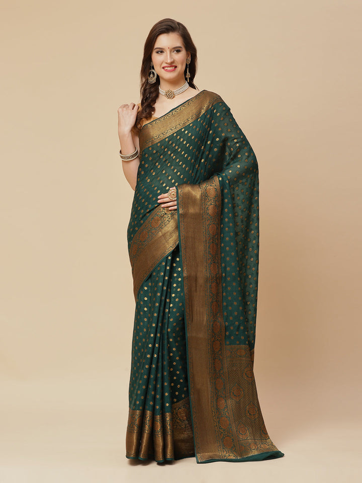 Antique Booti Chiffon Plain Saree