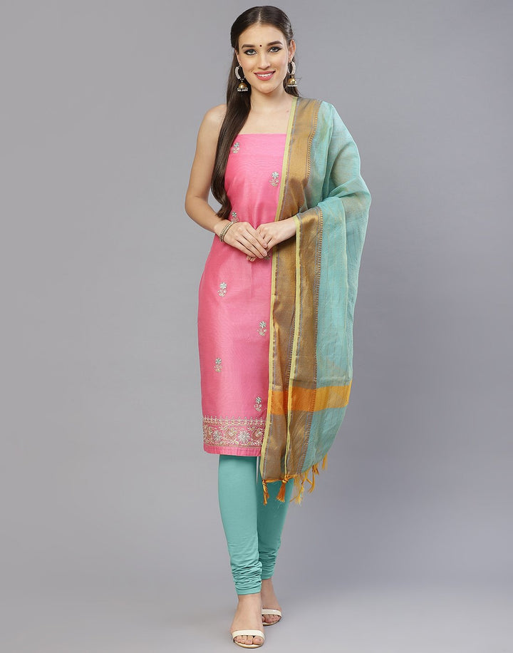 Chanderi Embroidered Suit Piece