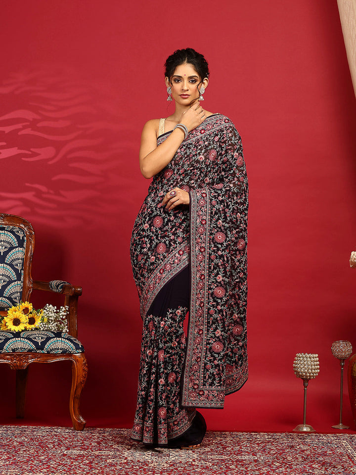 Embroidered Georgette Saree