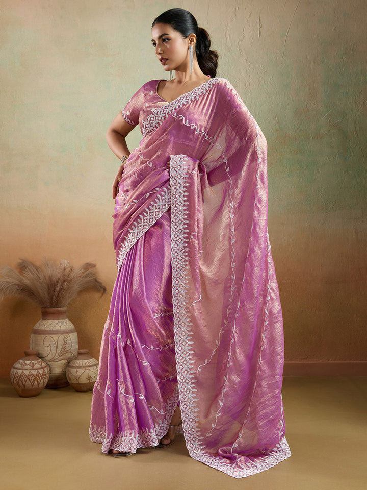 Embroidered Chiffon Saree