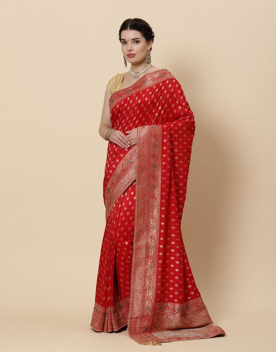 Cutdana Embroidered Banarasi Woven Saree