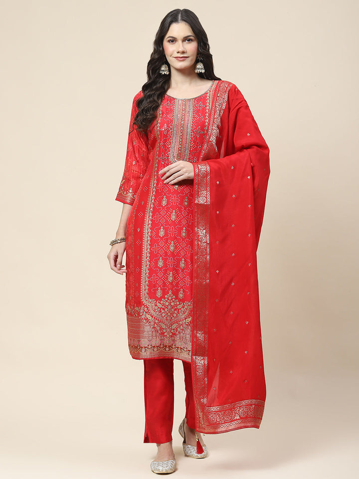 Printed Handloom Kurta With Pants &amp; Dupatta