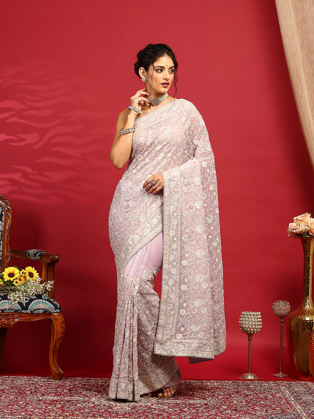 Embroidered Georgette Saree