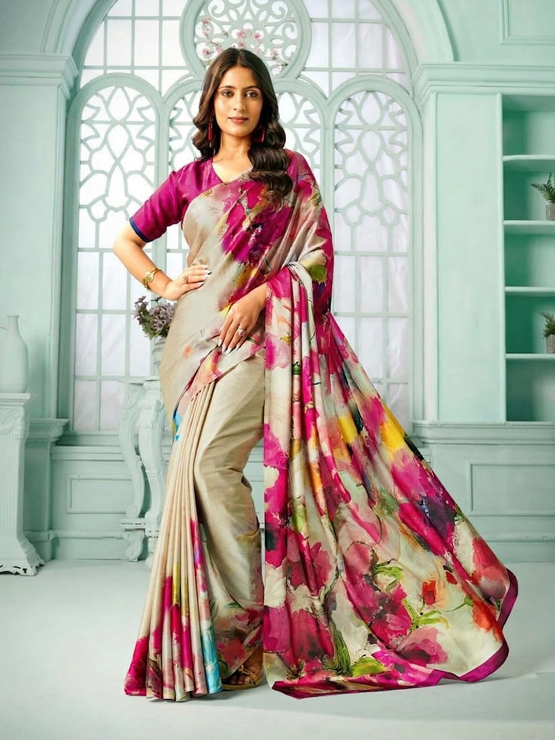 Digital Printed Crepe Saree