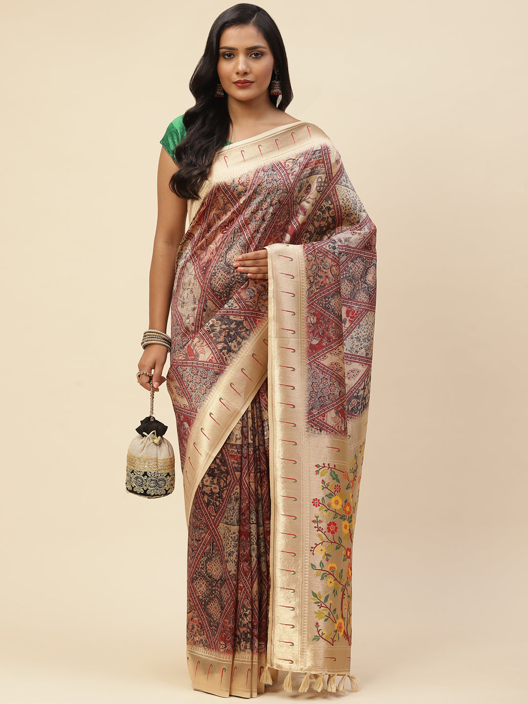 Digital Printed Satin Saree