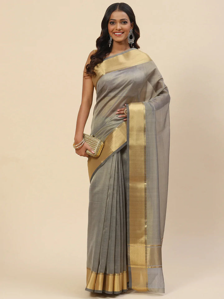 Plain Zari Border Handloom Woven Saree