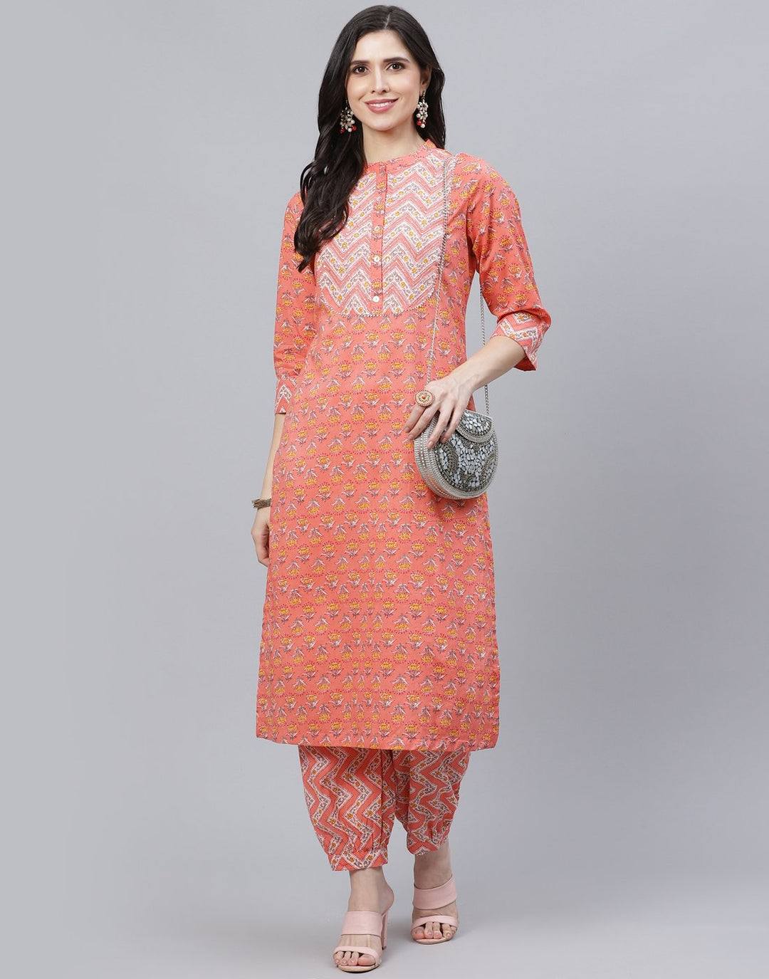 Printed Cotton Kurti with Afgani Pant
