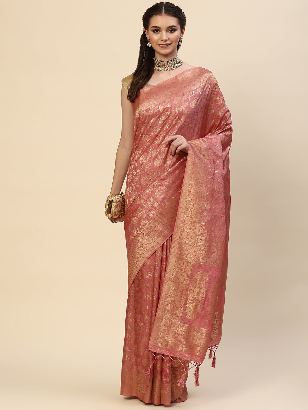 Floral Zari Jaal Handloom Woven Saree