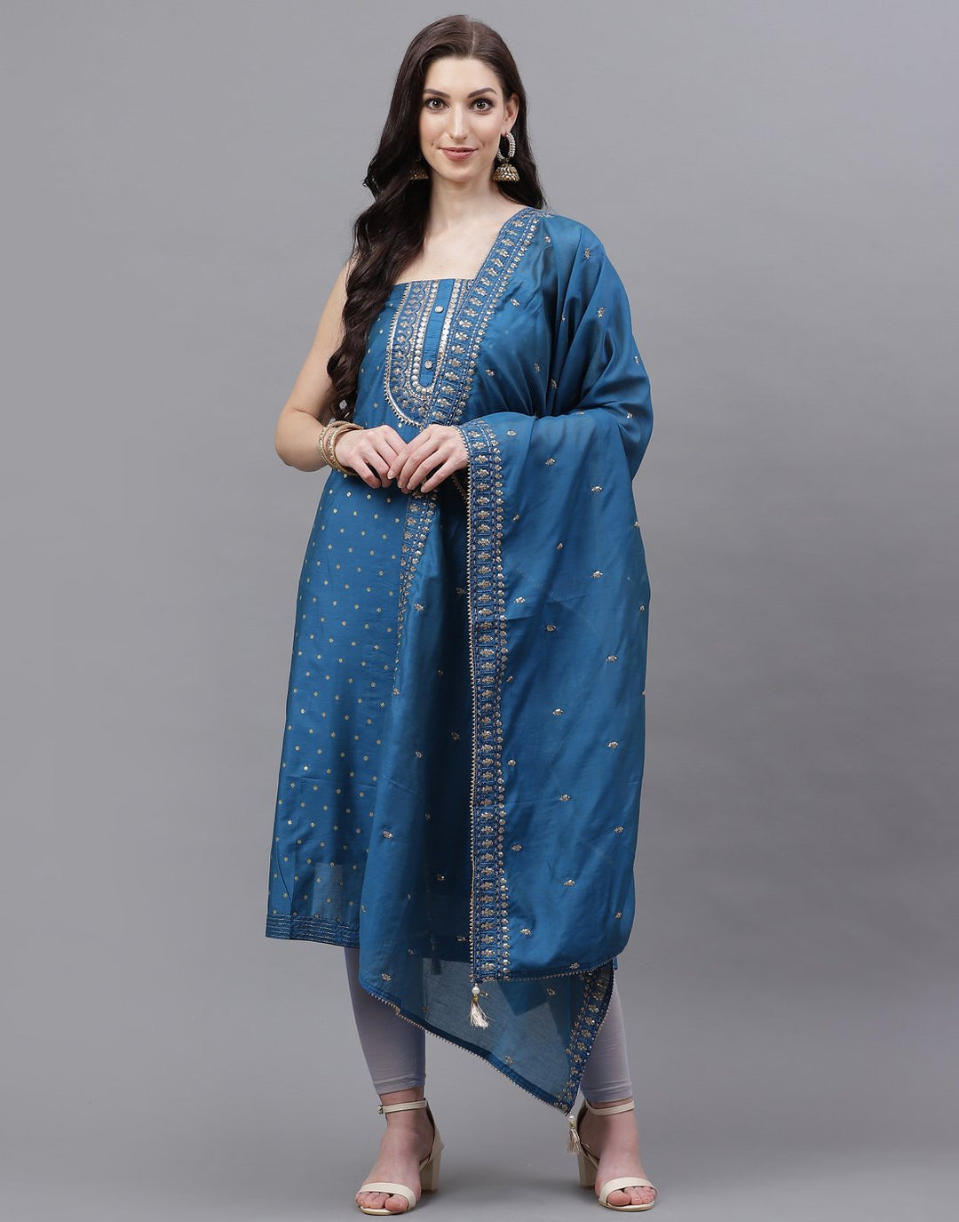 Chanderi Embroidered Suit Piece
