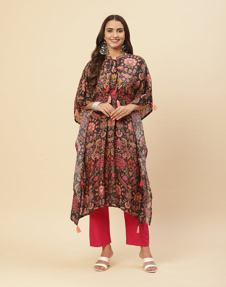 Floral Printed Cotton Muslin Kaftan