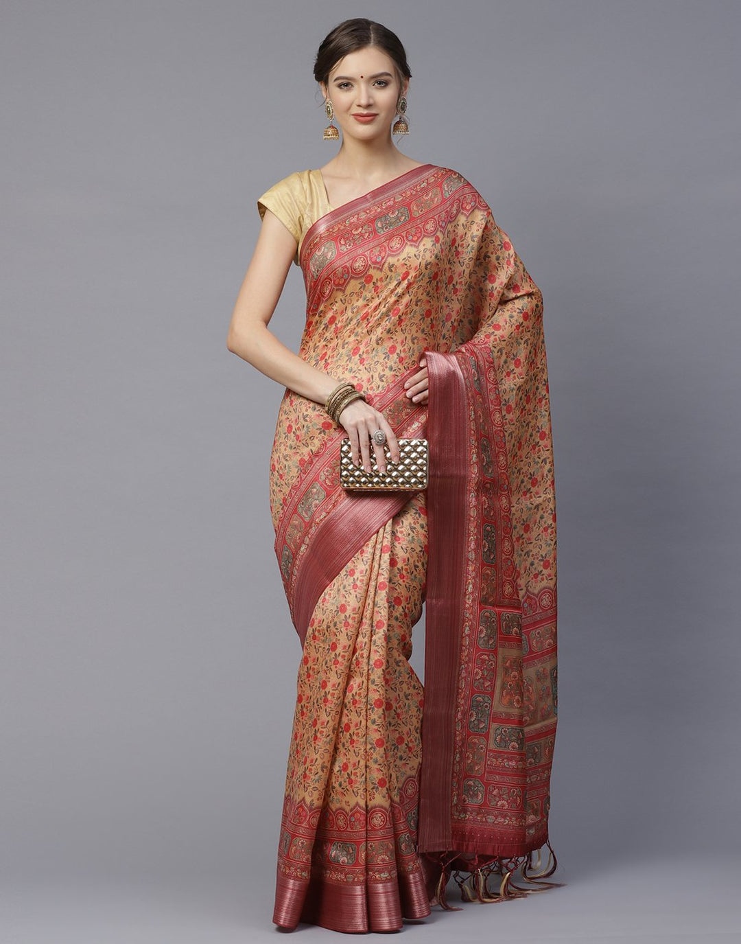 Digital Floral Printed Art Handloom Saree