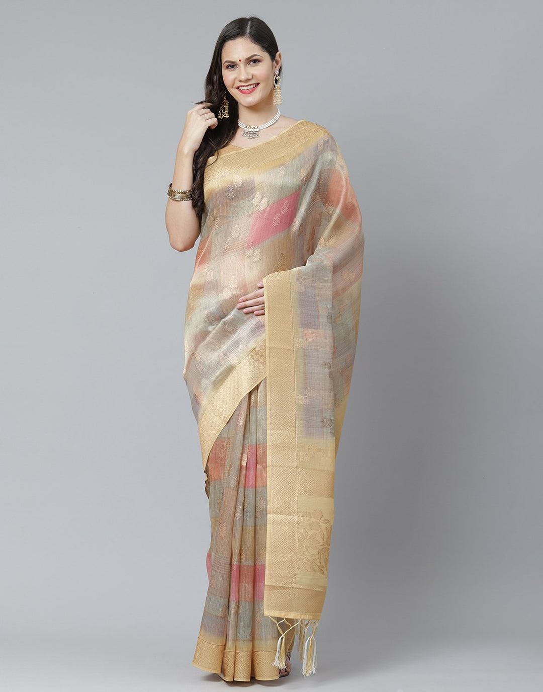 Cotton Tissue Saree with Multi Floral Print