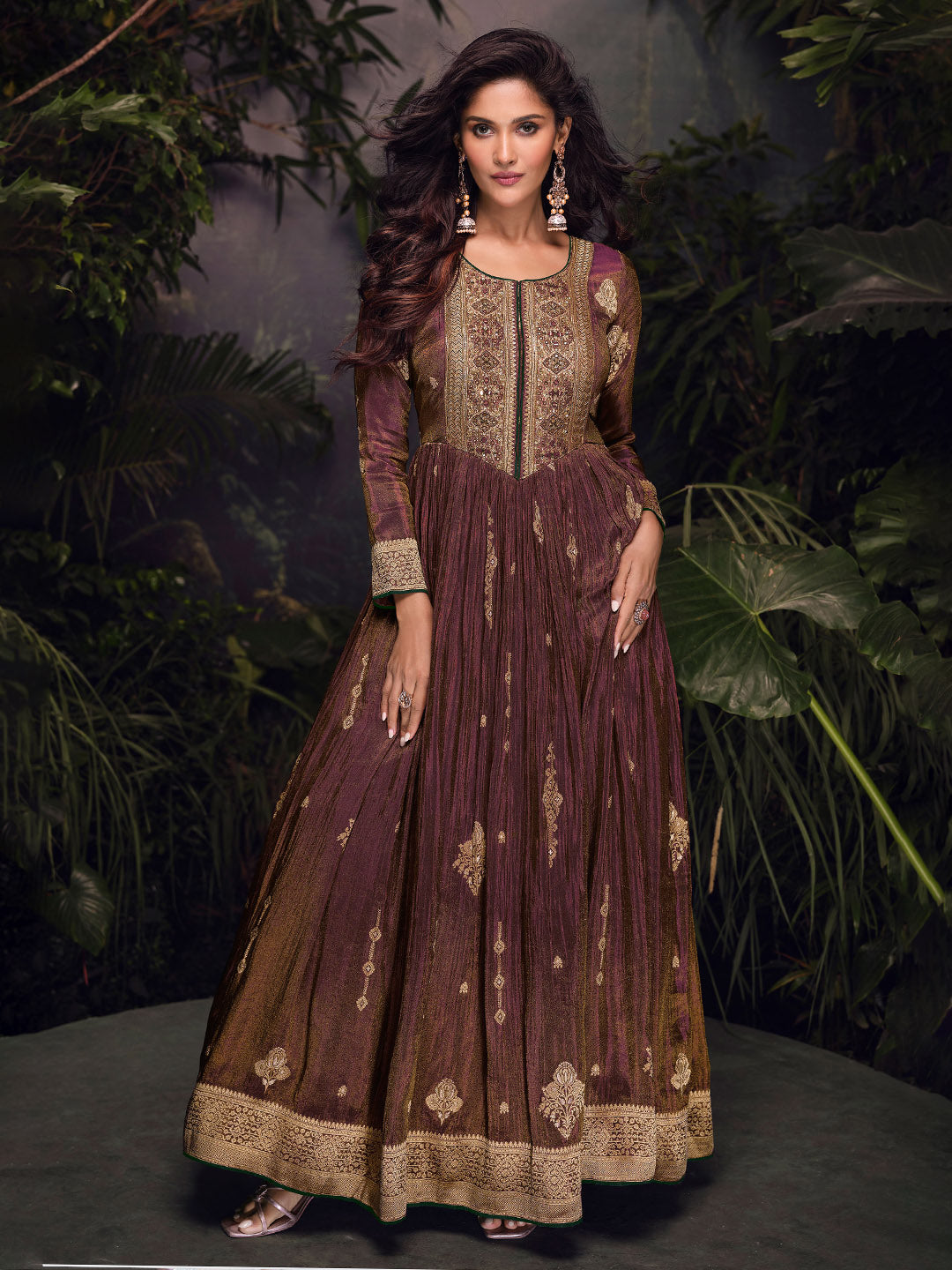 Embroidered Art Silk Suit With Pant &amp; Dupatta