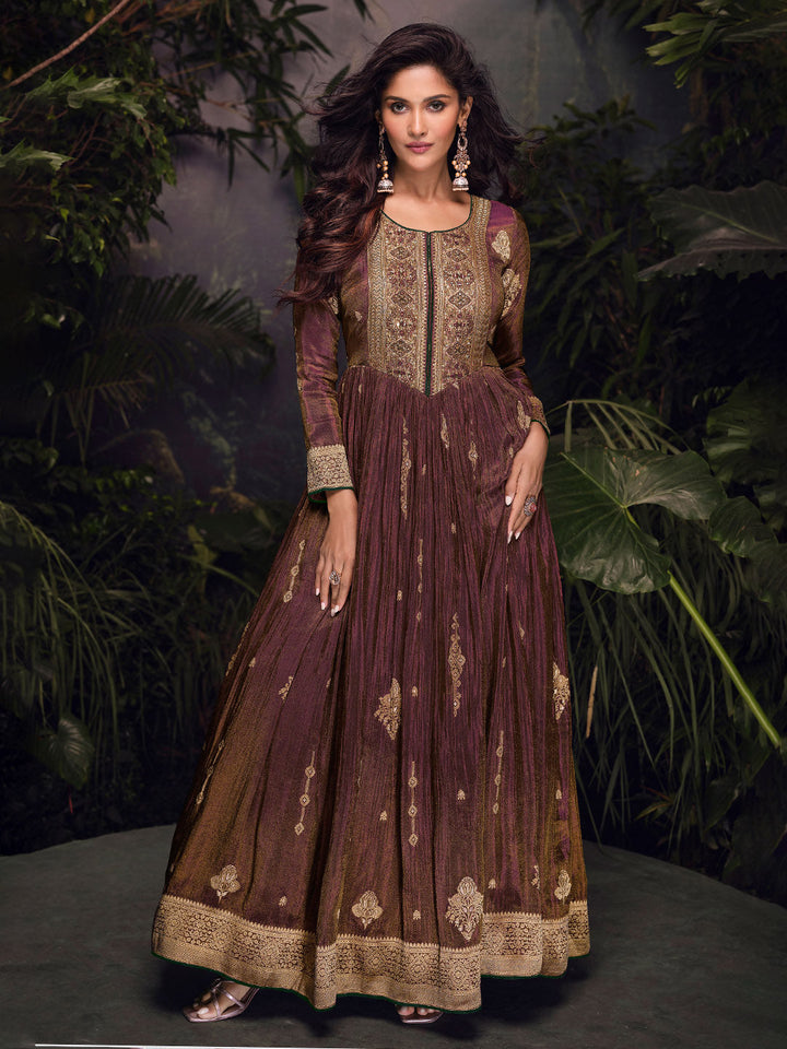 Embroidered Art Silk Suit With Pant &amp; Dupatta