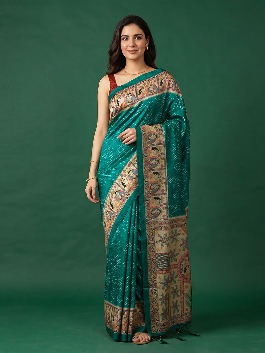 Printed Tussar Silk Saree