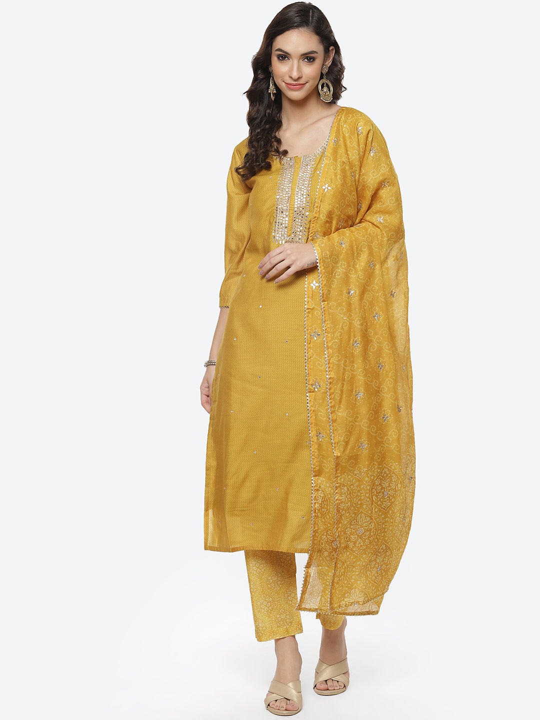Printed Cotton Kurti With Pant And Dupatta