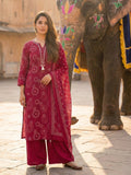 Pink Cotton Blend Printed Straight Suit Set