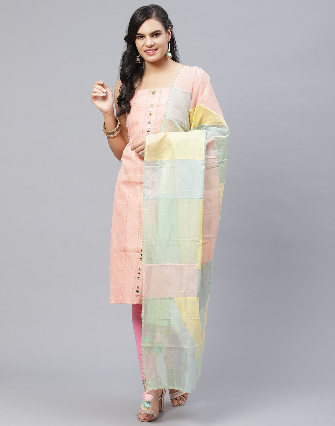 Chanderi Embroidered Suit Piece