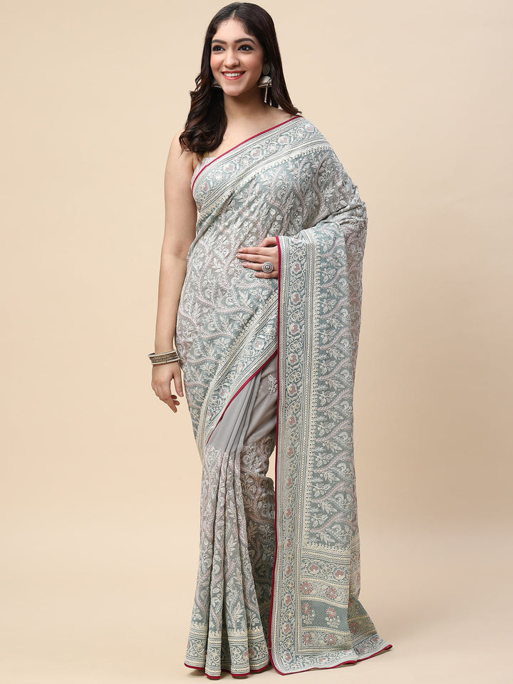 Zari Jaal Embroidered Georgette Saree
