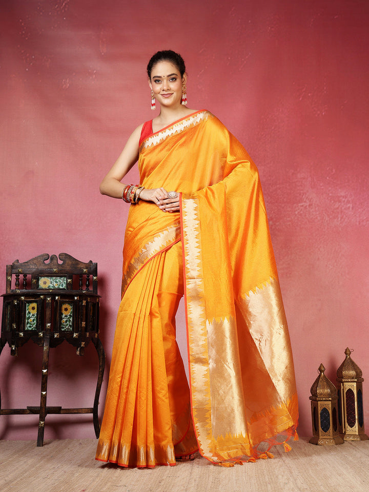 Woven Design Cotton Blend Saree