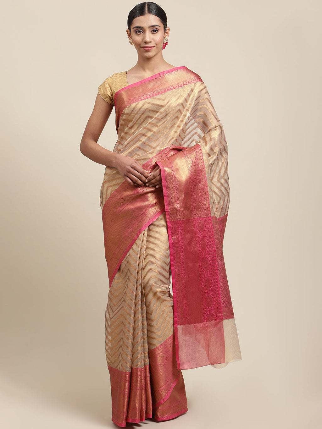 Zari Jaal Cotton Woven Saree