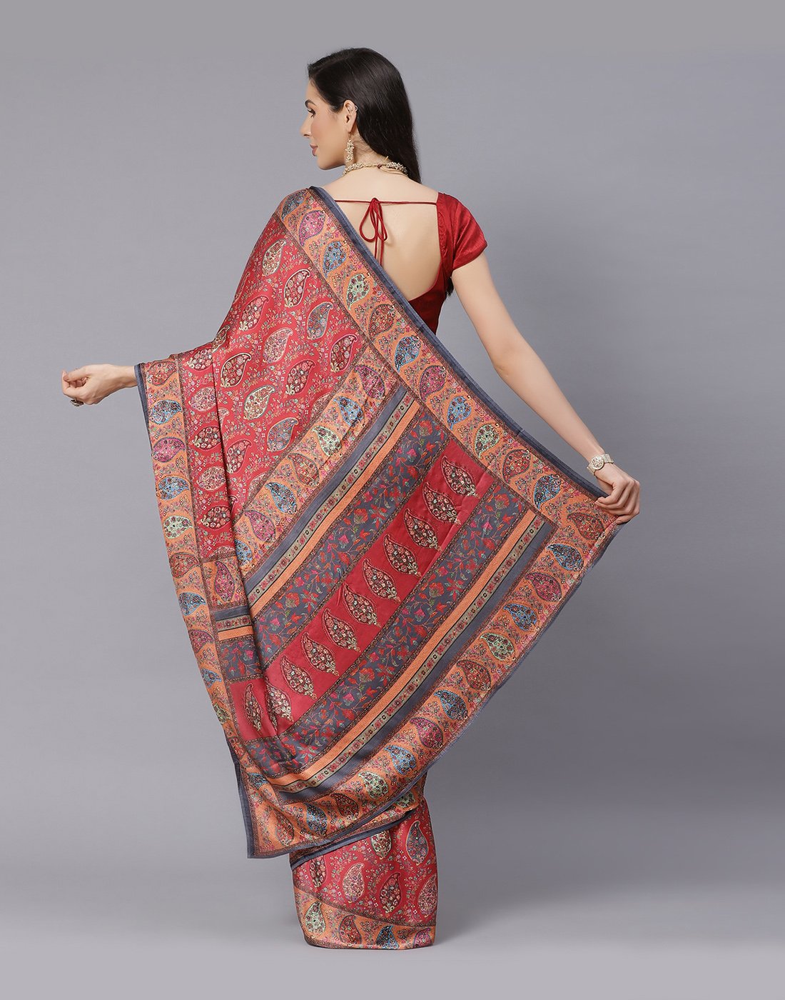 Digital Printed Satin Saree
