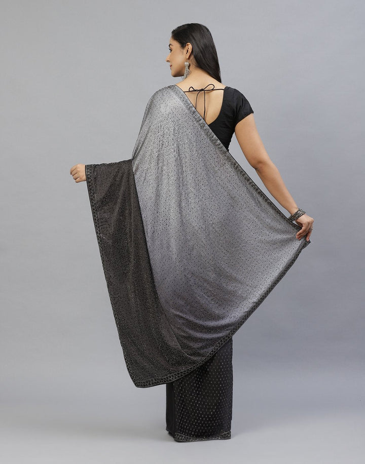 Embroidered Satin Stone Work Saree