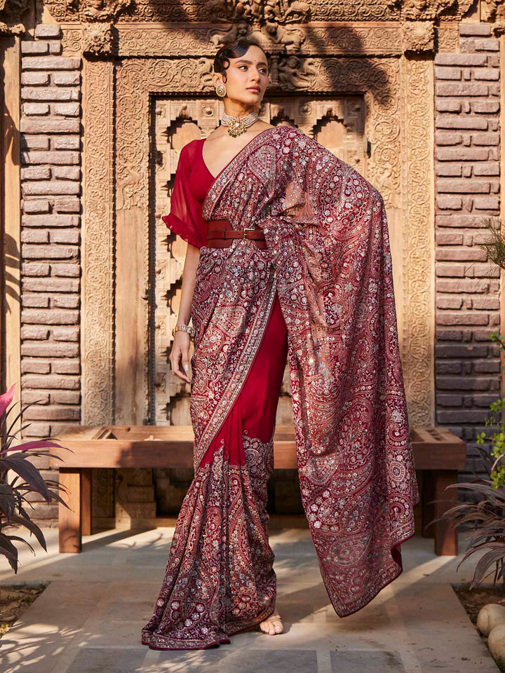 Resham Jaal Embroidered Georgette Saree