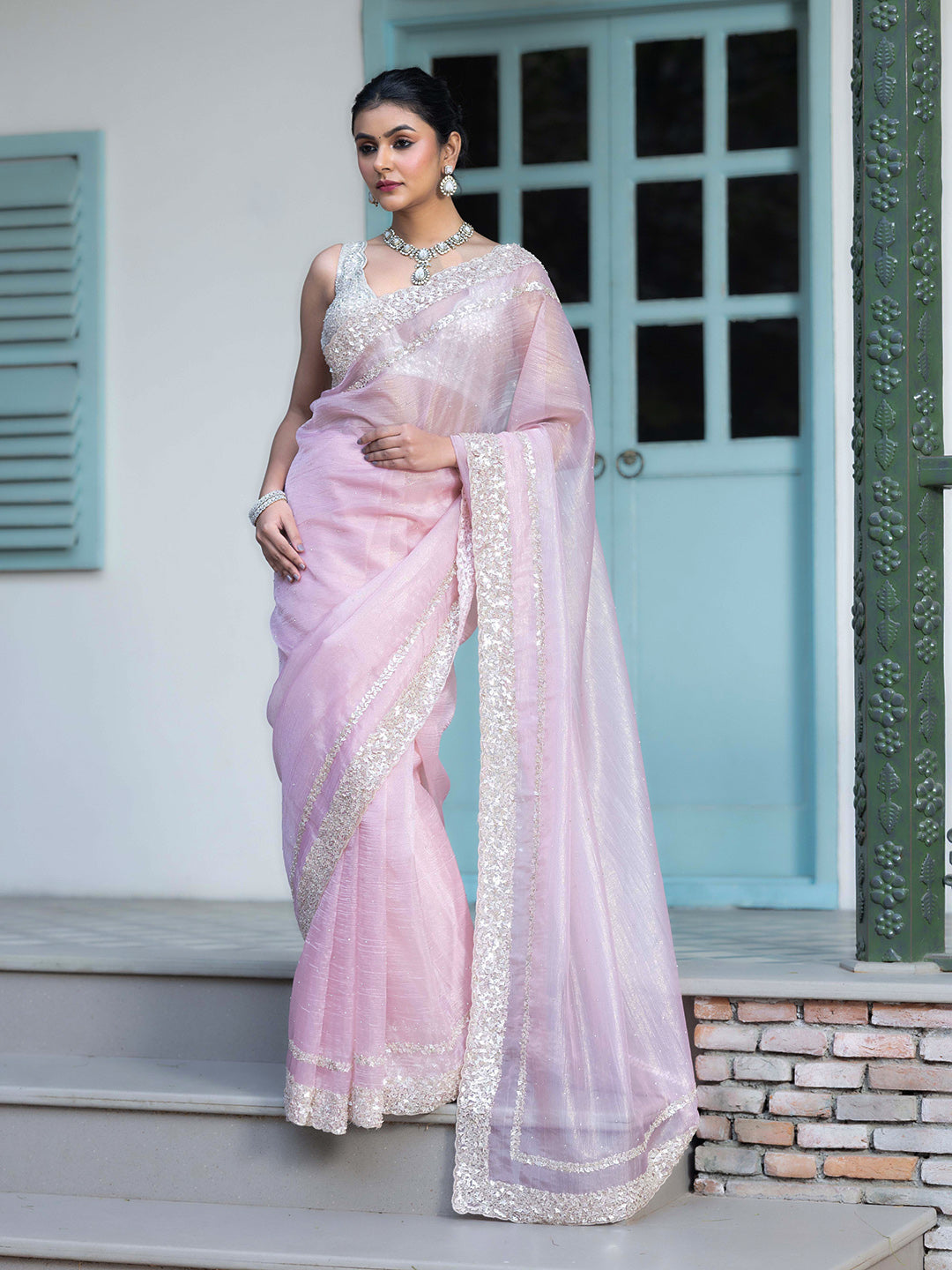 Embroidered Tissue Saree