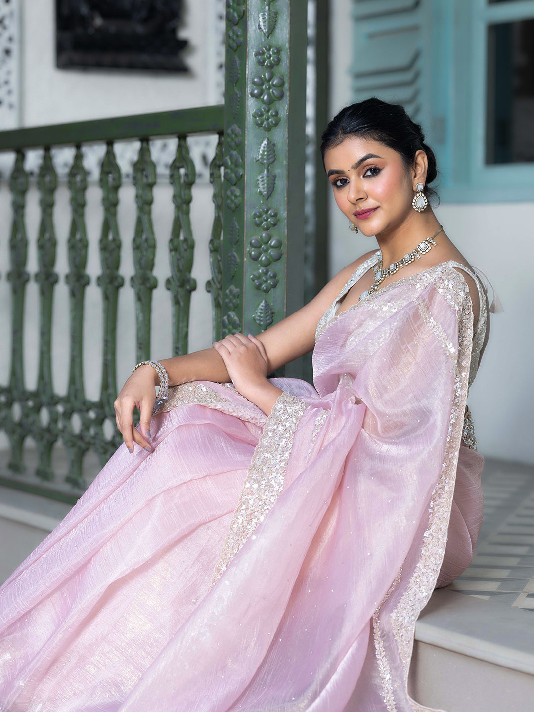 Embroidered Tissue Saree