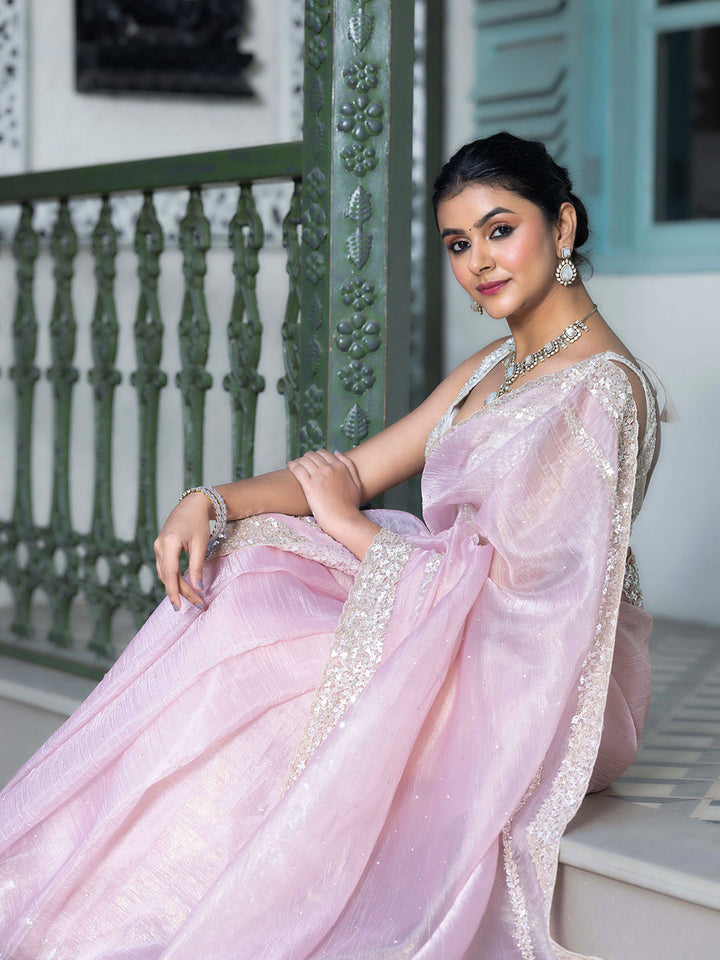 Embroidered Tissue Saree