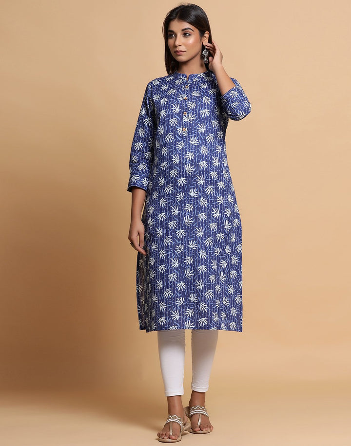 Indigo Cotton Printed Kurti