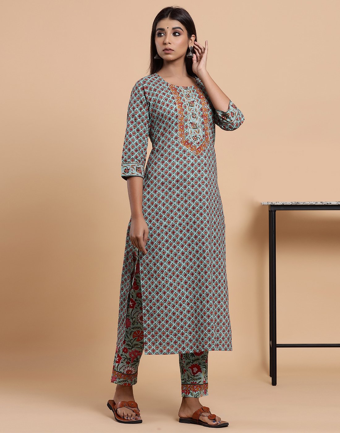 Printed Cotton Kurti with Pant