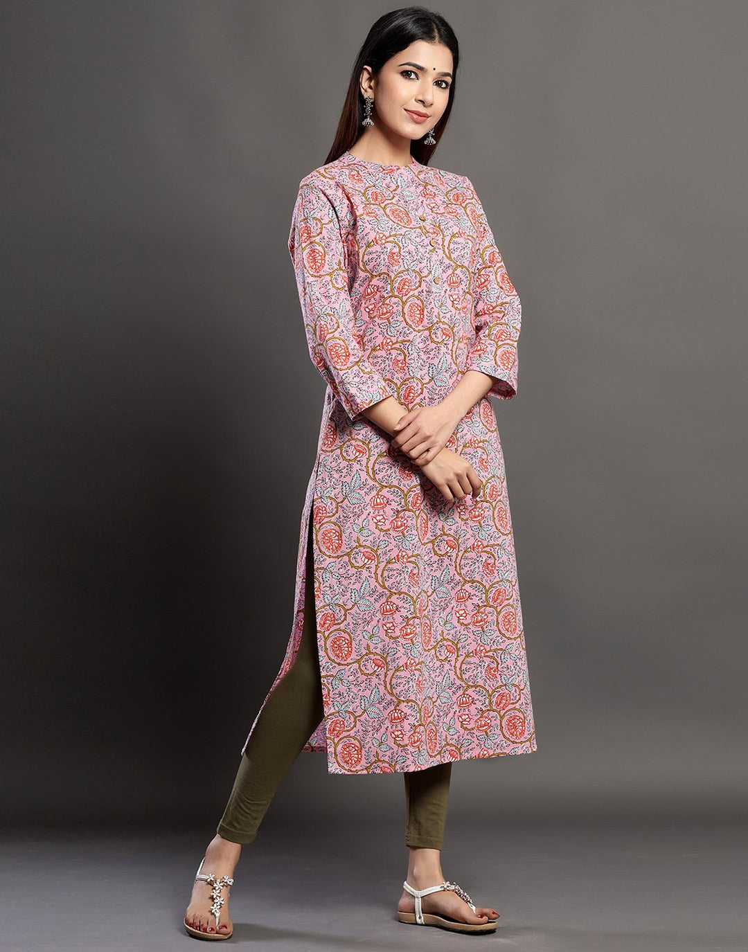 Floral Print Cotton Kurti