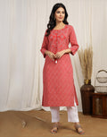 Leheriya Print Cotton Kurti Yoke Detail