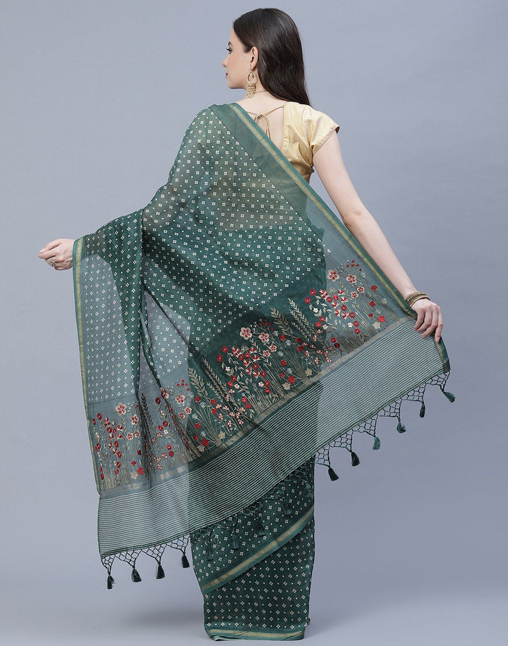 Printed Cotton Chanderi Saree
