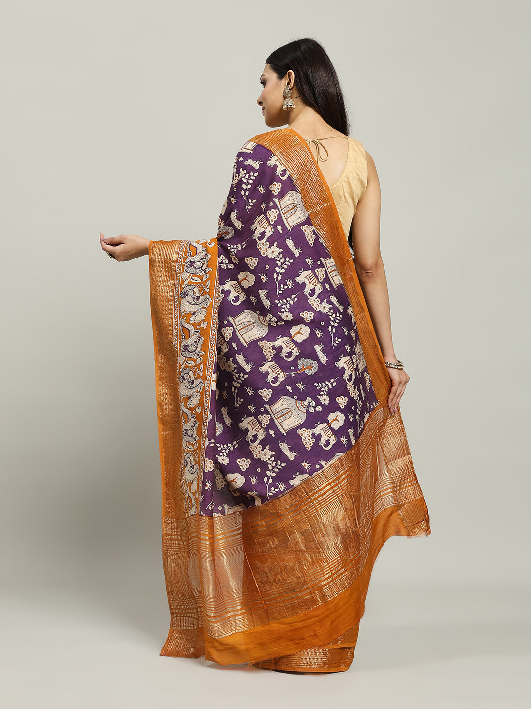 Digital Printed Cotton Blend Woven Saree