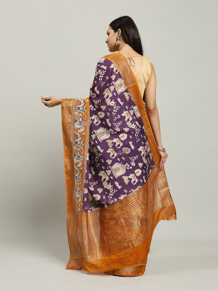 Digital Printed Cotton Blend Woven Saree