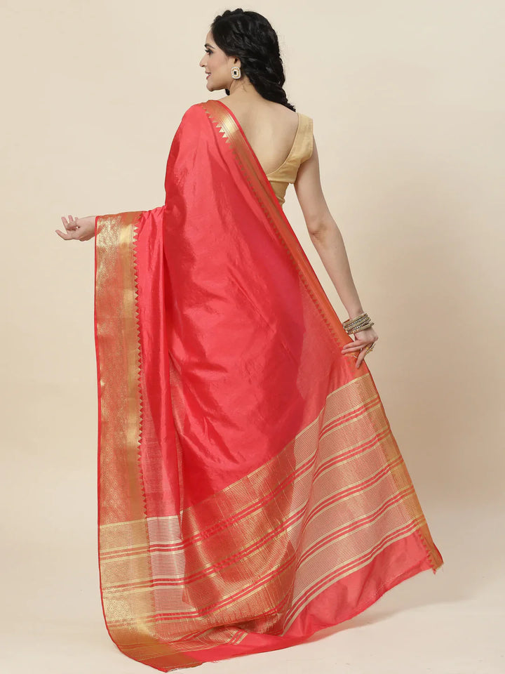 Plain Zari Border Handloom Woven Saree