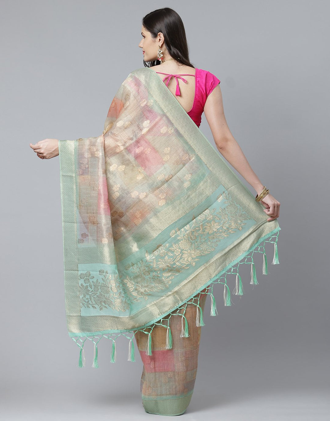 Cotton Tissue Saree with Multi Floral Print