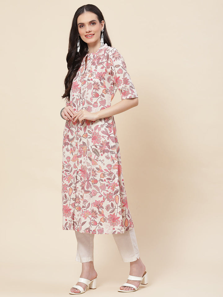 Floral Printed Cotton Kurta