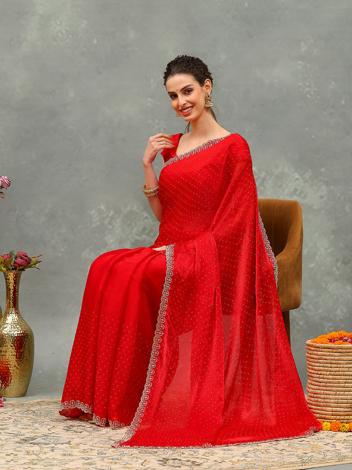 Embroidered Chiffon Saree