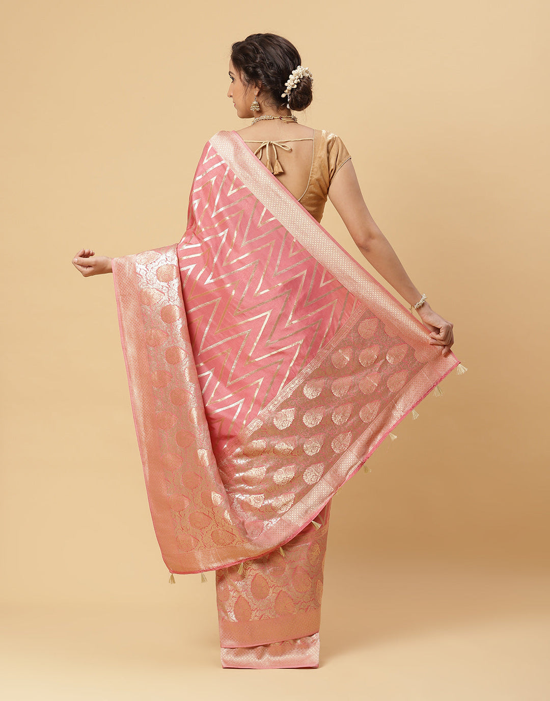 Zari Jaal Banarsi Plain Saree